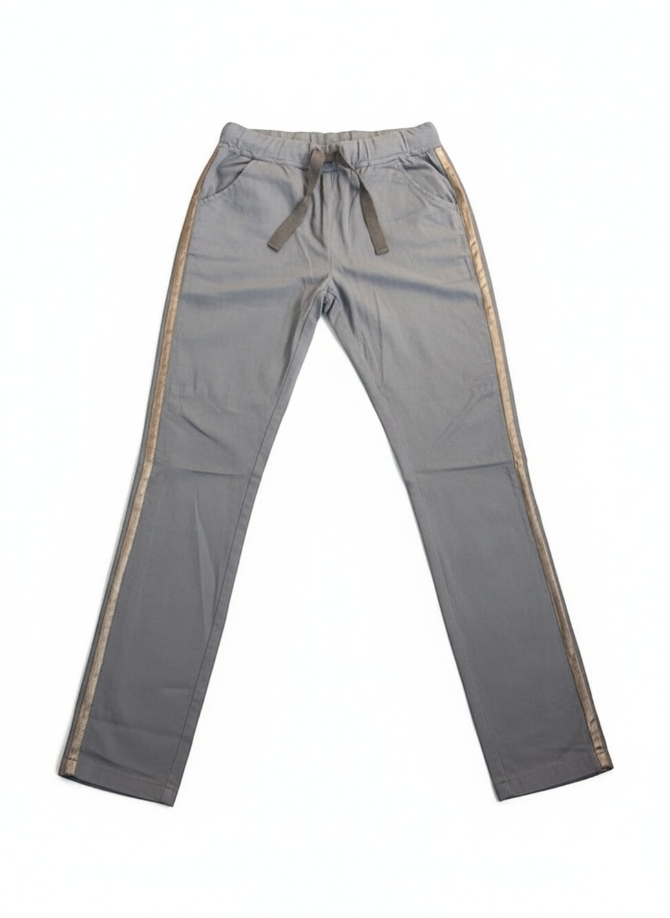 Women’s Italian Joggers Taupe Ribbon Trim Drawstring Size S/M